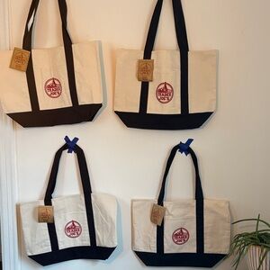 Trader Joe's Cream and Blue Totes Set of 4